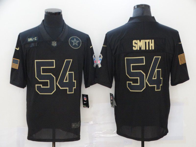 Men Dallas cowboys #54 Smith Black gold lettering 2020 Nike NFL Jersey->denver broncos->NFL Jersey